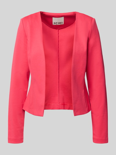 Produktfoto, Slim Fit Blazer in offener Passform Modell 'KATE' von ICHI, różowy, materiał z domieszką wiskozy, krój slim fit, długość tyłu 54 cm, szerokość w rozmiarze S 46 cm, długość rękawa 64 cm