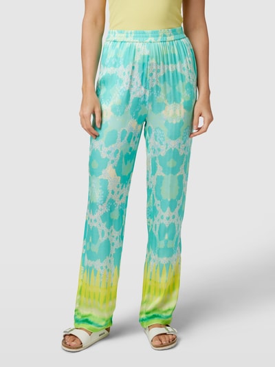 Yippie Hippie Broek van viscose met all-over print Turquoise - 3