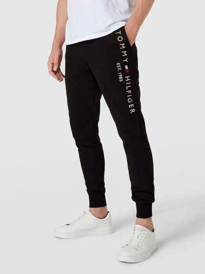 Tommy Hilfiger Sweatpants met labelstitching, model 'BRANDED' Zwart - 4