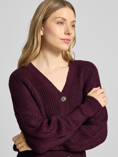 Vero Moda Regular fit gebreid jack met sierknopen, model 'LEA' Bordeaux - 3