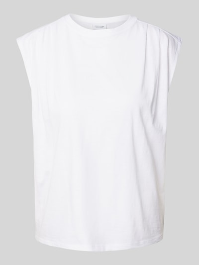 comma Casual Identity T-shirt met geribde ronde hals Wit - 2