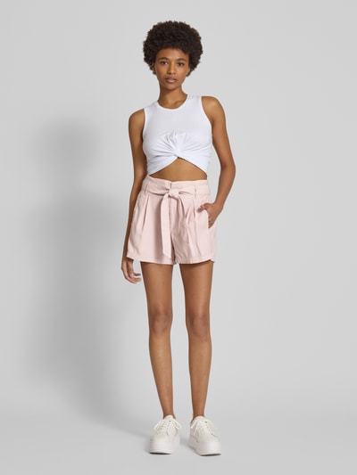 Only Regular fit korte broek met strikceintuur, model 'LARIS' Roze - 1