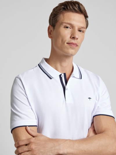 Fynch-Hatton Regular Fit Poloshirt mit Kontraststreifen Weiss 3