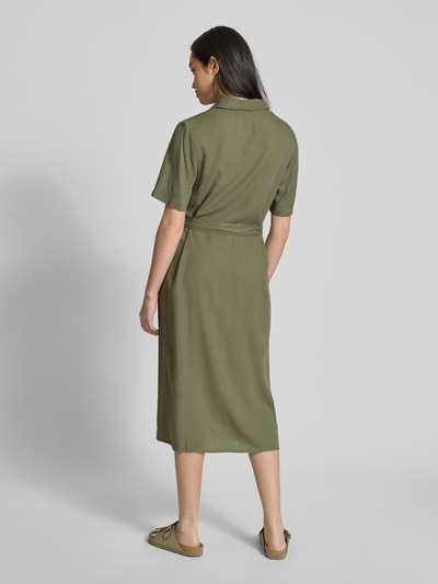 Pieces Tailliertes Freizeitkleid aus Viskose-Leinen-Mix Modell 'PIA' Khaki 5