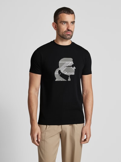 Karl Lagerfeld T-shirt z nadrukiem z logo Czarny 4