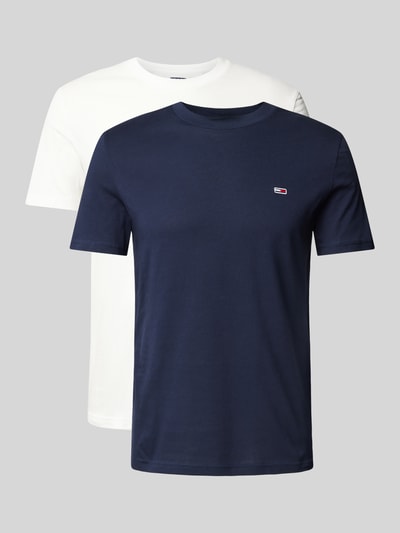 Tommy Jeans T-shirt o kroju slim fit z wyhaftowanym logo Granatowy 1