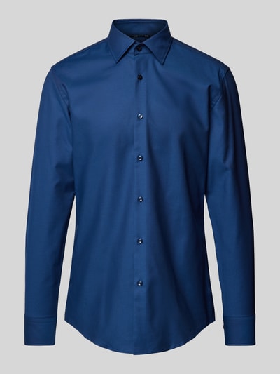 BOSS Slim fit zakelijk overhemd met kentkraag, model 'Hank' Marineblauw - 2