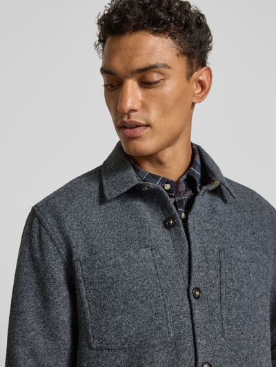 Barbour Regular fit overhemdjack met wol, model 'MARLOW' Antraciet - 3