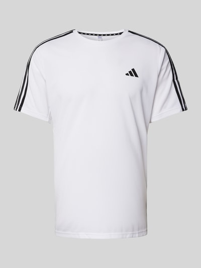 Adidas Training T-Shirt mit labeltypischen Streifen Weiss 2