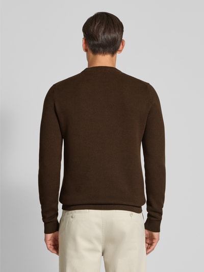 SELECTED HOMME Regular fit pullover van puur katoen, model 'DANE' Chocoladebruin - 5
