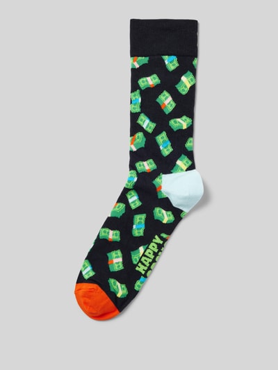 Happy Socks Skarpety z wyhaftowanym logo model ‘Money’ Ciemnoniebieski 1