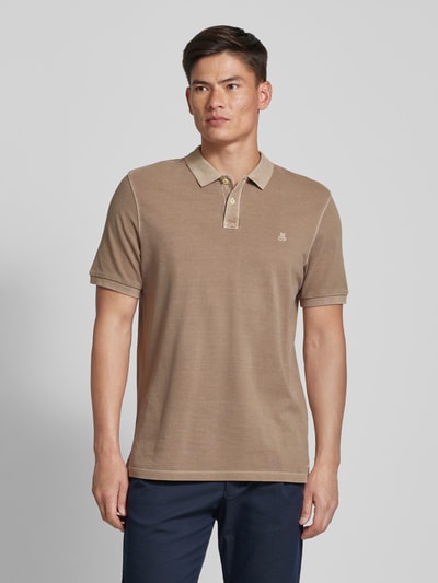 Marc O'Polo Regular fit poloshirt met labelstitching Beige - 4