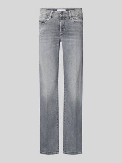 Produktfoto, graue Bootcut-Jeans aus Baumwoll-Mix Modell 'PARIS FLARED' von CAMBIO, Damen Bootcut-Jeans, dezente Waschung, glatte Textur