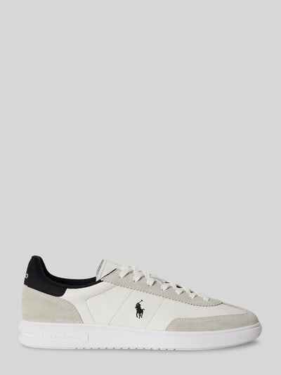 Produktfoto, Low Top Sneaker aus echtem Leder von Polo Ralph Lauren, unifarbenes Design, Velours- und Glattleder, Logo-Print, strukturierte Sohle