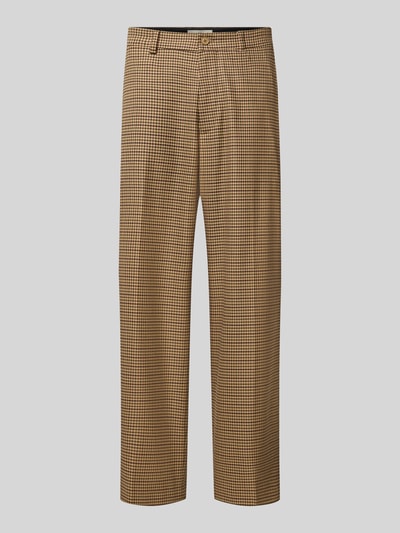 Productfoto, Hose mit Gesäßleistentaschen Modell 'WYACO' van DRYKORN, straight fit, bruine en zwarte ruit, gladde textuur