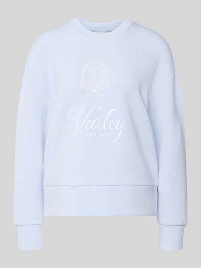 Produktfoto, Sweatshirt aus Viskose-Mix Modell 'rasco' von VARLEY in Hellblau, Label-Stickerei, gerippter Rundhalsausschnitt, elastische Abschlüsse