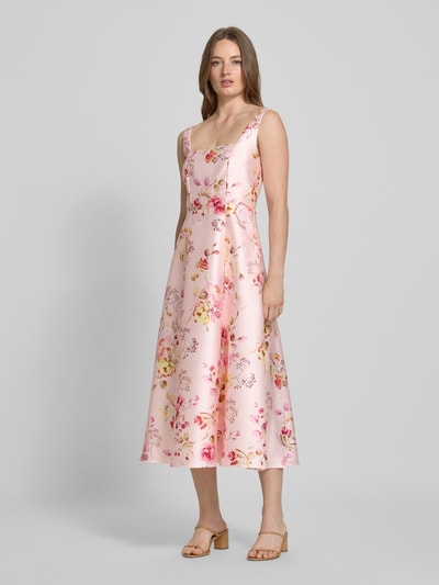 Swing Cocktailjurk met vierkante hals Rosé - 1