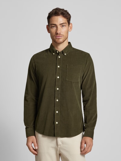 Casual Friday Regular Fit Cordhemd mit Button-Down-Kragen Modell 'ANTON' Khaki 4