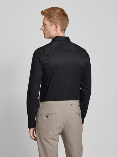 Eterna Slim fit zakelijk overhemd met kentkraag Zwart - 5