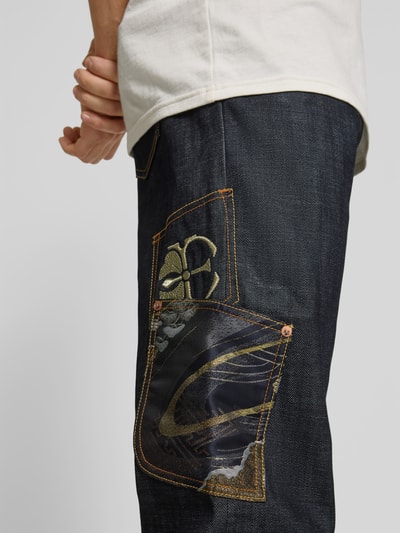 Evisu Loose Fit Jeans mit Beintasche Dunkelblau 3