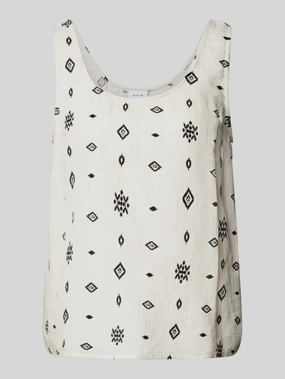 Vila Tanktop met all-over motief, model 'LANIA' Offwhite - 2