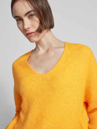 MOS MOSH Oversized Strickpullover mit V-Ausschnitt Modell 'THORA' Orange 3