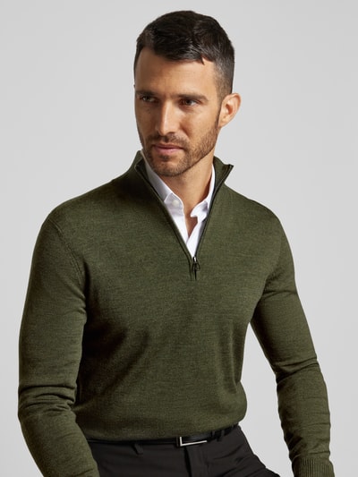 JOOP! Collection Strickpullover mit Troyer-Kragen Modell 'Dario' Gruen 3