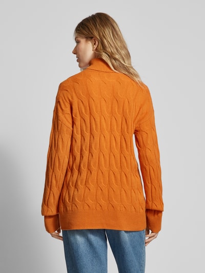 Tommy Hilfiger Wollpullover mit Zopfmuster Modell 'SOFT WOOL' Cognac 5