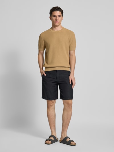 JAKE*S STUDIO MEN T-Shirt mit gerippten Abschlüssen Camel 1