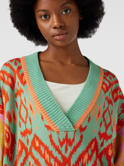 Oilily Gebreide pullover met V-hals, model 'KHALO' Oceaanblauw - 3