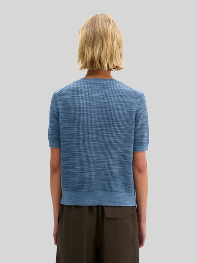Marc O'Polo Loose Fit Strickjacke aus Baumwolle-Leinen-Mix Hellblau Melange 5