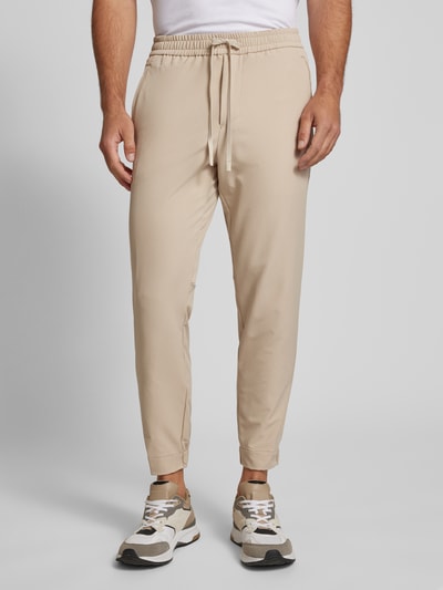 BOSS Green Relaxed fit stoffen broek met elastische band, model 'T_Flex' Beige - 4