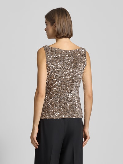 Pieces Top cekinowy o kroju regular fit z aksamitu model ‘KAM’ Szarobrązowy 5