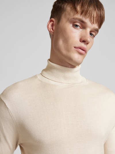 Only & Sons Rollkragenpullover mit Label-Applikation Modell 'WYLER' Beige 3