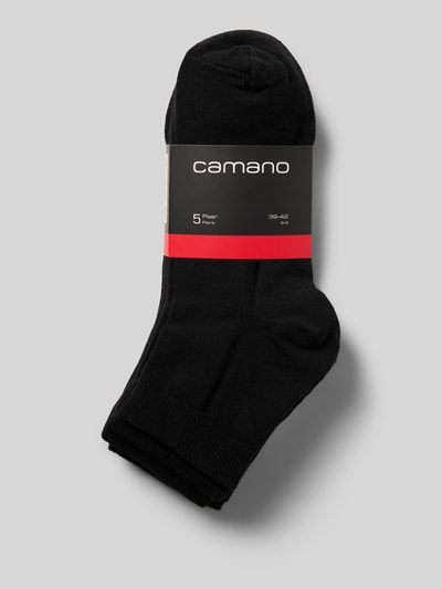 Produktfoto, Socken im 5er-Pack mit geripptem Bündchen von camano, schwarze Damen Socken aus Baumwoll-Mix mit Stretch-Anteil