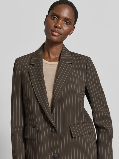Selected Relaxed Longblazer mit Schulterpolstern Dunkelbraun 3
