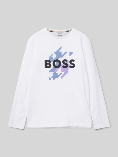 Boss Longsleeve mit Label-Print Weiss 1