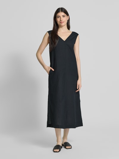 Christian Berg Woman Leinenkleid mit V-Ausschnitt Black 4