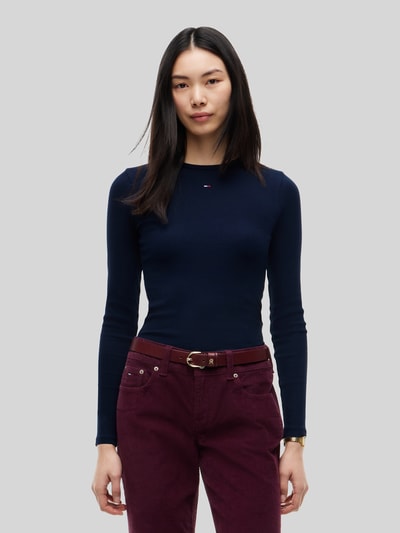 Tommy Jeans Slim Fit Langarmshirt aus Baumwoll-Mix Marine 4