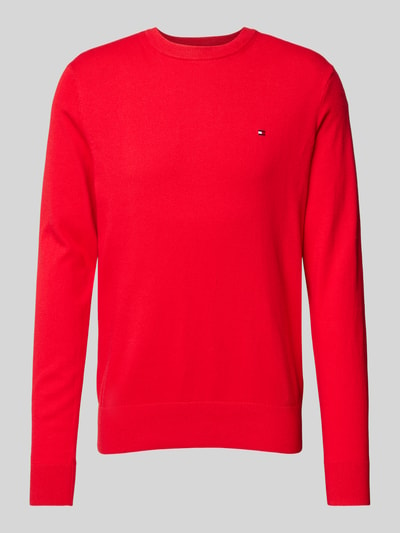 Tommy Hilfiger Strickpullover mit Logo-Stitching Modell 'PIMA' Rot 1