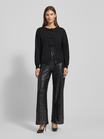 Vila Kurtka z dzianiny z prążkowanymi wykończeniami model ‘BRIANNA’ Czarny 1