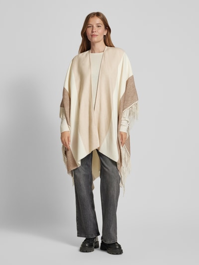 WHITE LABEL Poncho mit Fransen Beige 4