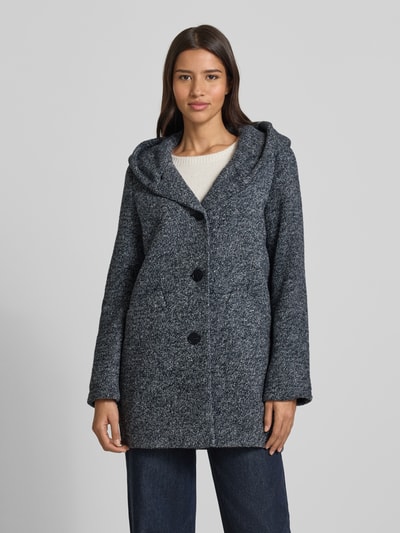 Fuchs Schmitt Płaszcz o kroju regular fit z dodatkiem żywej wełny Granatowy melanż 4