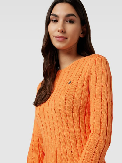 Polo Ralph Lauren Gebreide pullover met kabelpatroon, model 'JULIANNA' Oranje - 3