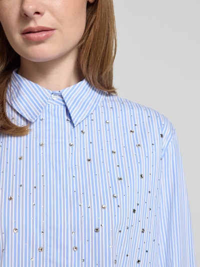 Oui Bluzka koszulowa o kroju regular fit z przedłużonym tyłem Jasnoniebieski 3