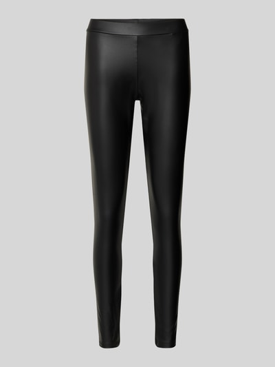 PIECES Slim Fit Hose in Lederoptik mit elastischem Bund Modell 'NEW SHINY' Black 1