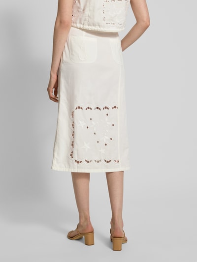 Stella Nova Midirock mit Lochstickerei Modell 'Elements' Weiss 5