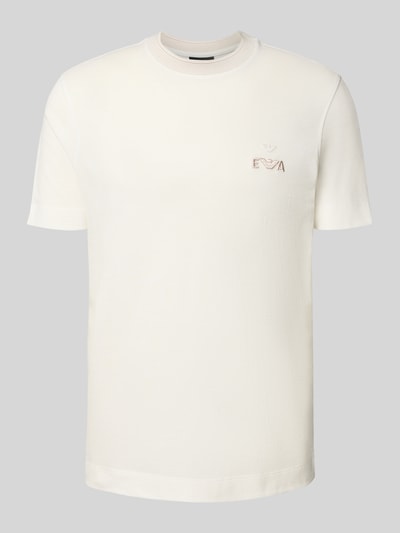 Emporio Armani T-Shirt mit Label-Stitching und Rundhalsausschnitt Offwhite 2