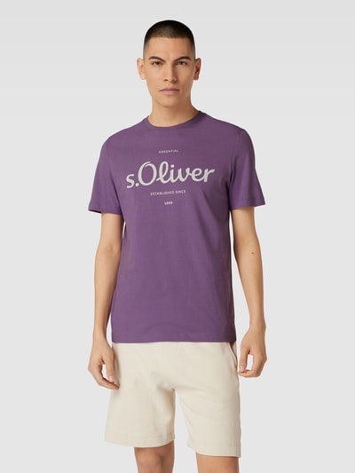 s.Oliver RED LABEL T-shirt z nadrukiem z logo model ‘Logo’ Purpurowy 4