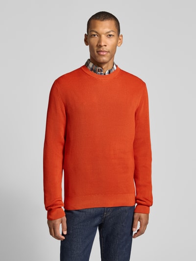 MCNEAL Regular Fit Strickpullover aus Baumwoll-Mix Dunkelorange 4